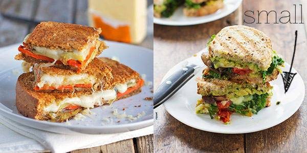 Sandwiches on white plates.