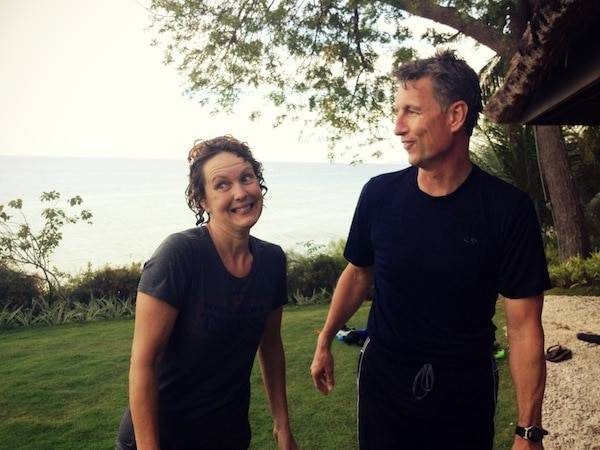 Man and woman outside.