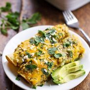Butternut Squash and Mushroom Enchiladas with Tomatillo Sauce - corn tortillas stuffed with veggies and smothered in homemade sauce and cheese for just 250 calories. YES. | pinchofyum.com