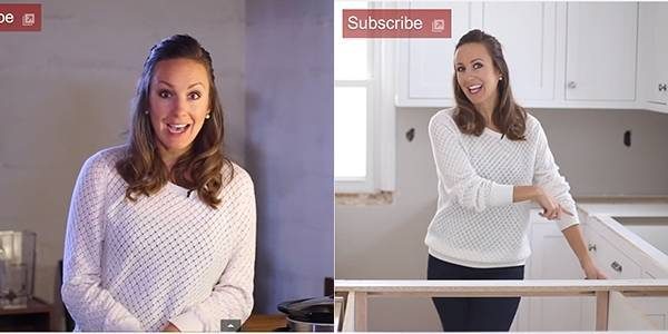 Woman in a basement and woman in a kitchen.