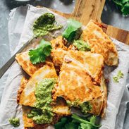 Super Easy Lentil Quesadillas Recipe - melted Pepperjack cheese + a spicy lentil and brown rice filling. Easy, made from scratch, crockpot friendly, vegetarian comfort food! | pinchofyum.com