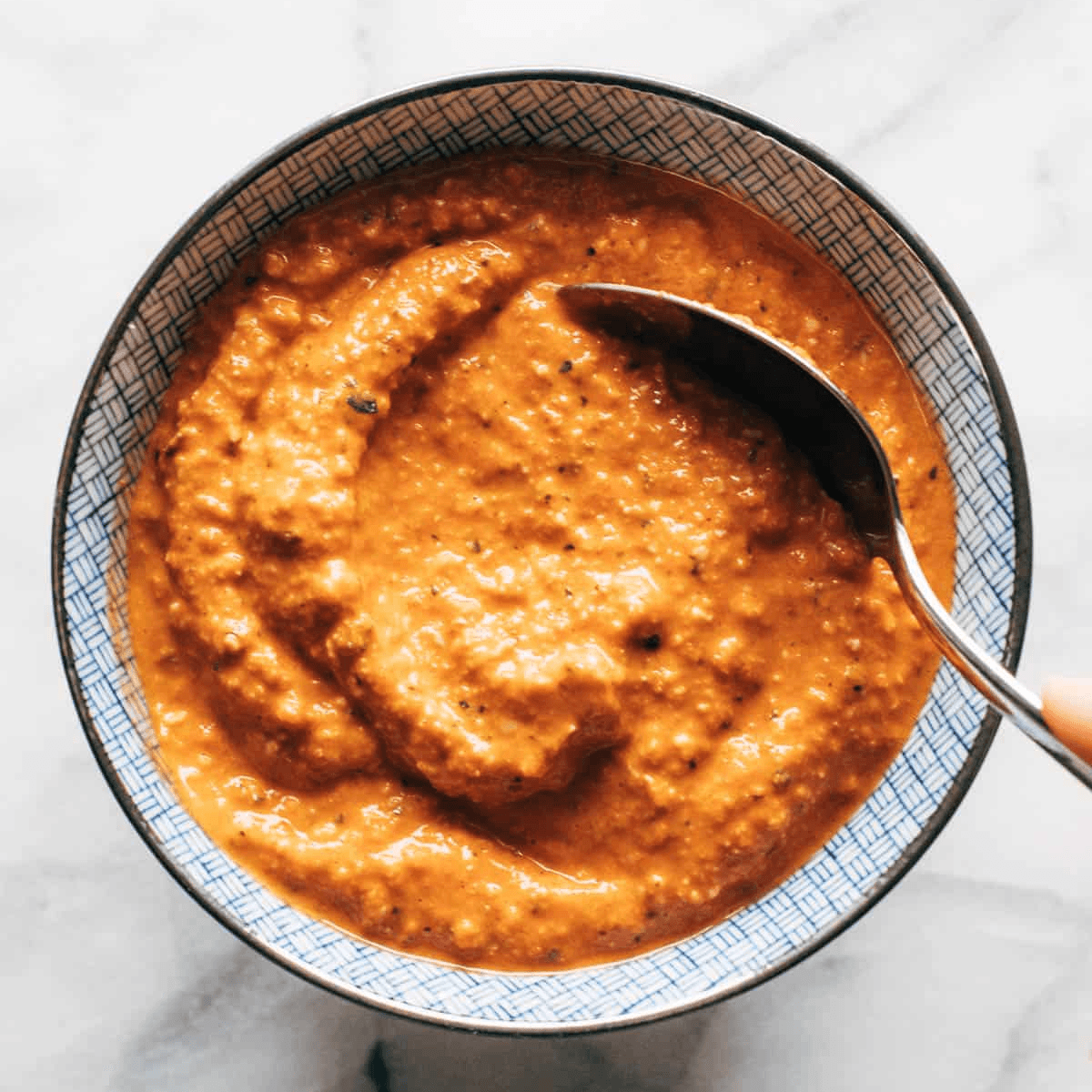 Romesco sauce in a bowl.